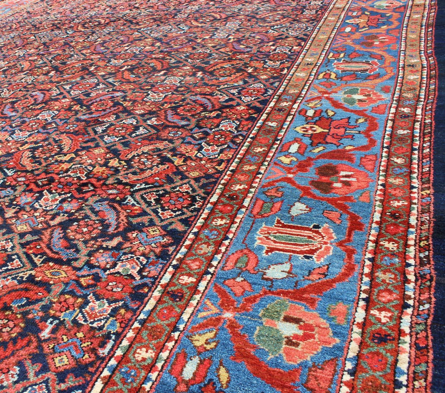  Multi Color Antique Persian Malayer Rug with All Over Herati Design  For Sale 1