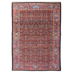 Mehrfarbiger antiker persischer Malayer-Teppich mit Herati-Design 