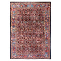 Multi Color Antique Persian Malayer Rug with All Over Herati Design