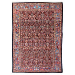  Multi Color Antique Persian Malayer Rug with All Over Herati Design 