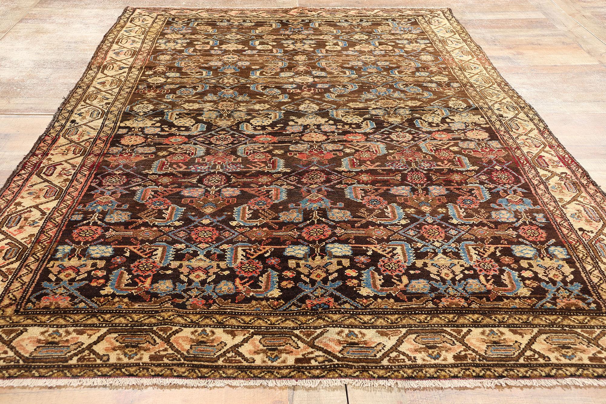 20th Century Antique Persian Malayer Rug, 05'01 x 09'02 For Sale