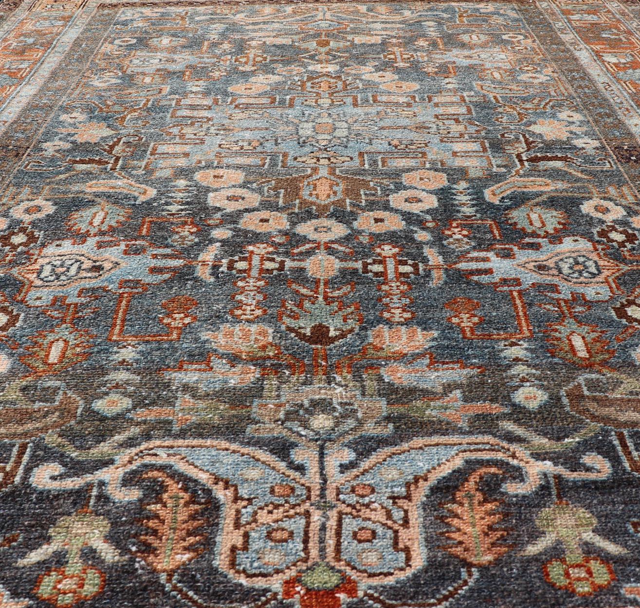 Hand-Knotted Antique Persian Malayer Rug with All-Over Sub-Geometric Floral Design For Sale