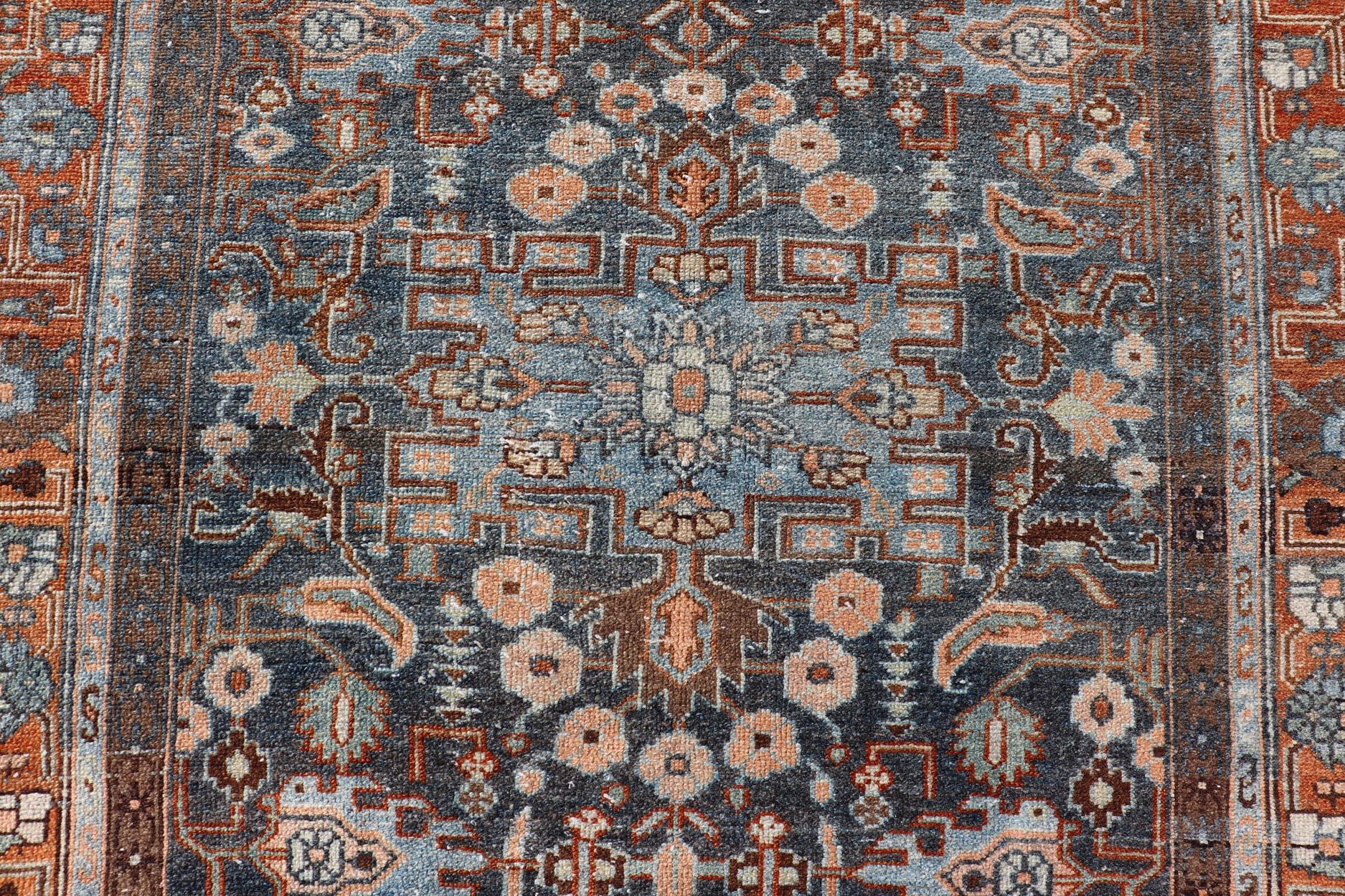 Antique Persian Malayer Rug with All-Over Sub-Geometric Floral Design In Good Condition For Sale In Atlanta, GA