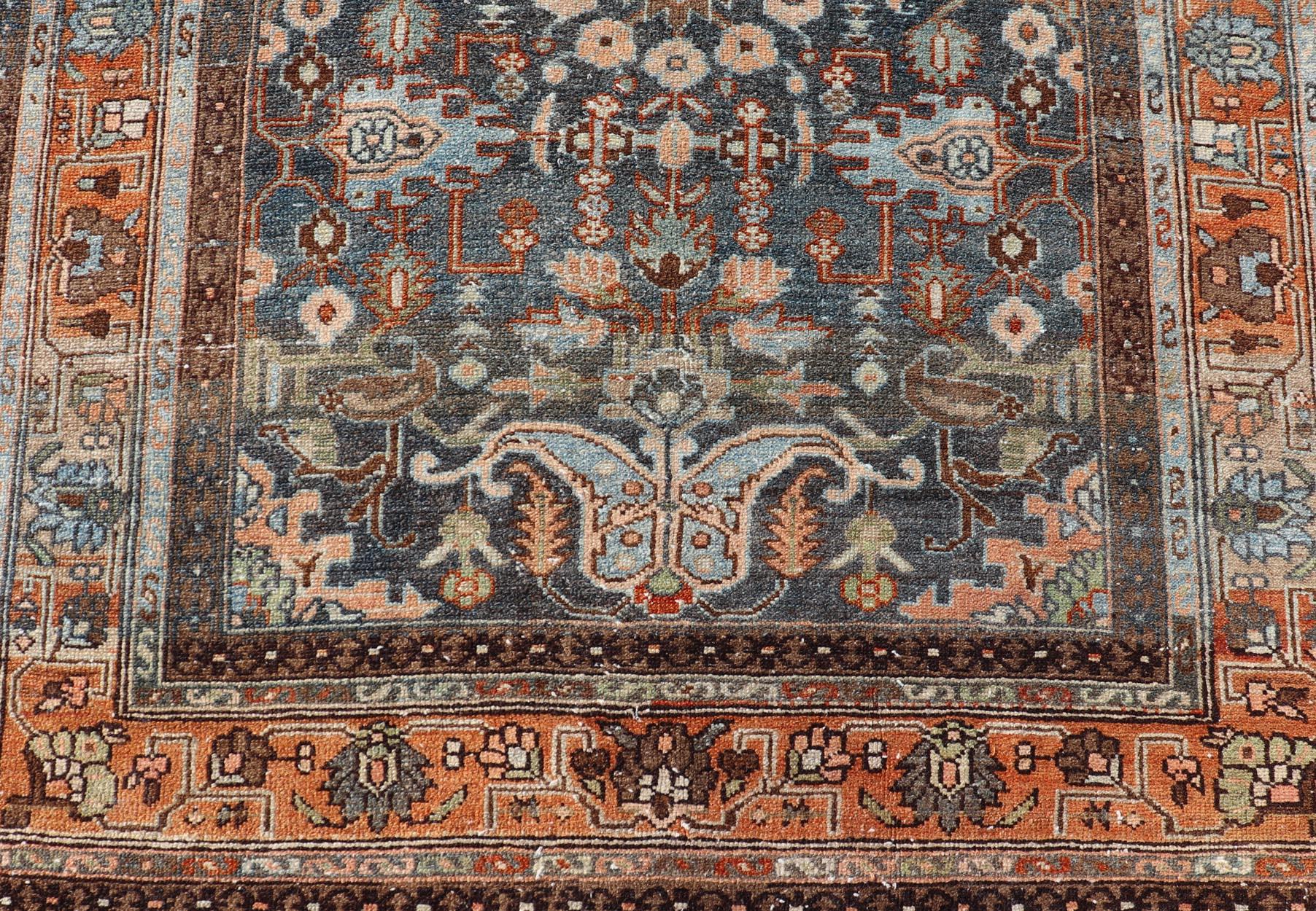 Wool Antique Persian Malayer Rug with All-Over Sub-Geometric Floral Design For Sale