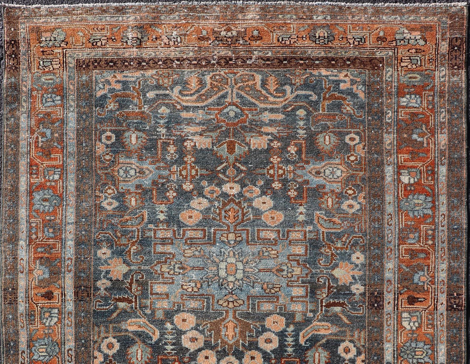 Antique Persian Malayer Rug with All-Over Sub-Geometric Floral Design For Sale 2
