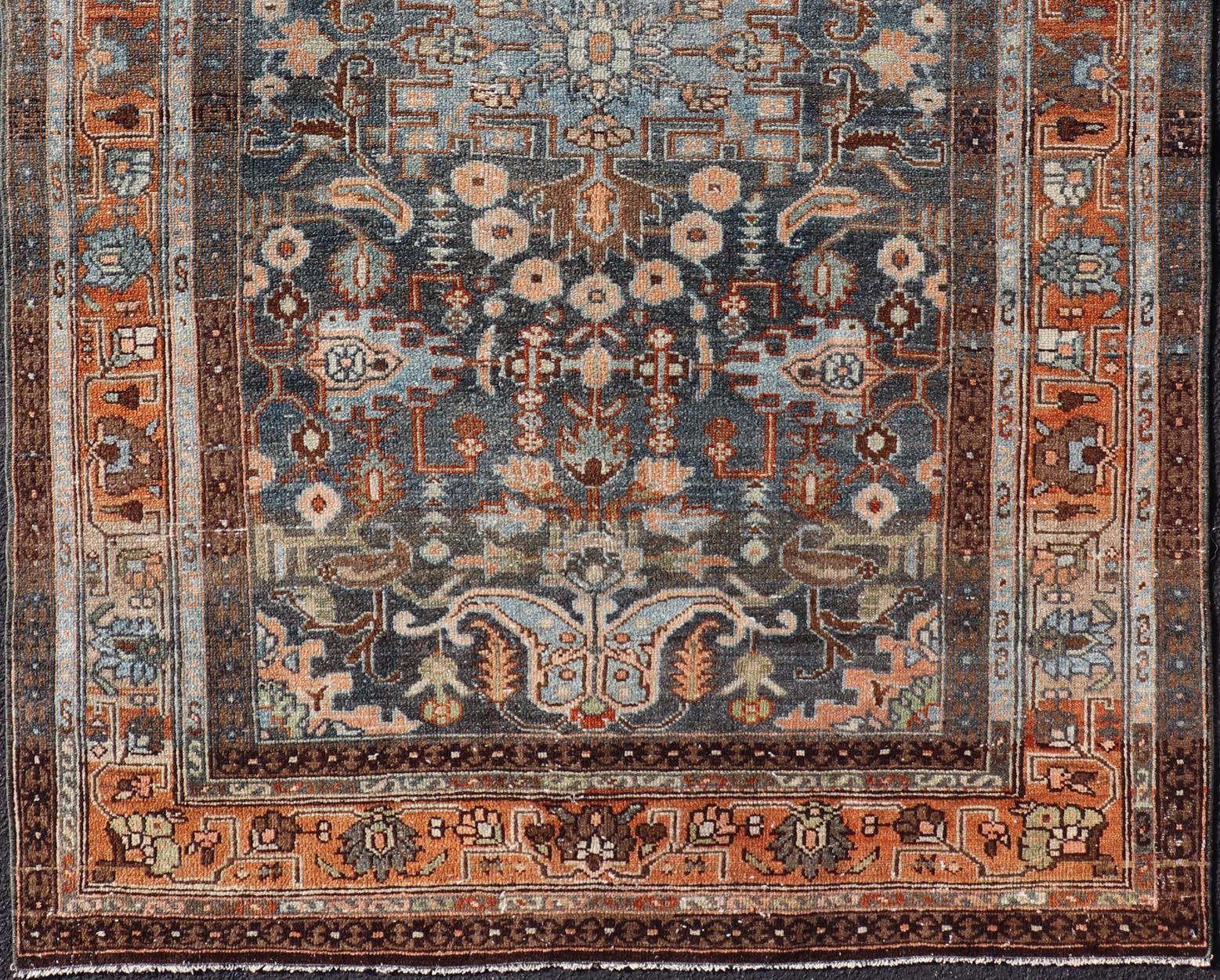 Antique Persian Malayer Rug with All-Over Sub-Geometric Floral Design For Sale 3