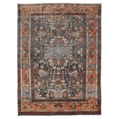 Antique Persian Malayer Rug with All-Over Sub-Geometric Floral Design