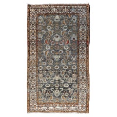 Antique Persian Malayer Rug with All-Over Tribal Design On A Blue Field 