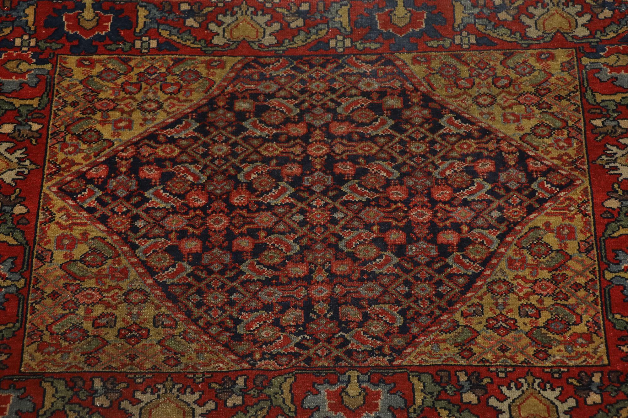 Hand-Knotted Antique Persian Malayer Rug with Arts & Crafts Bungalow Style For Sale