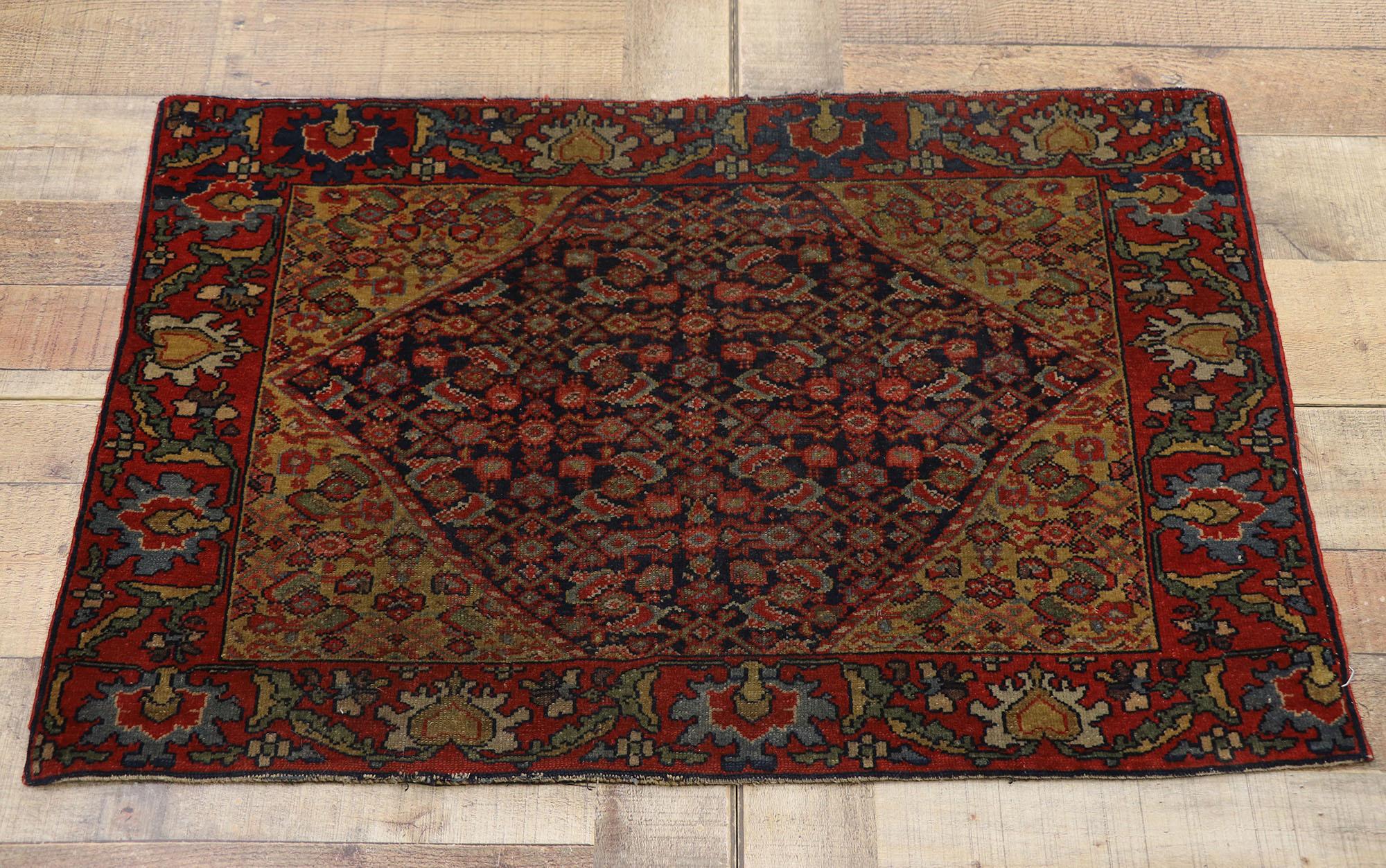 Wool Antique Persian Malayer Rug with Arts & Crafts Bungalow Style For Sale