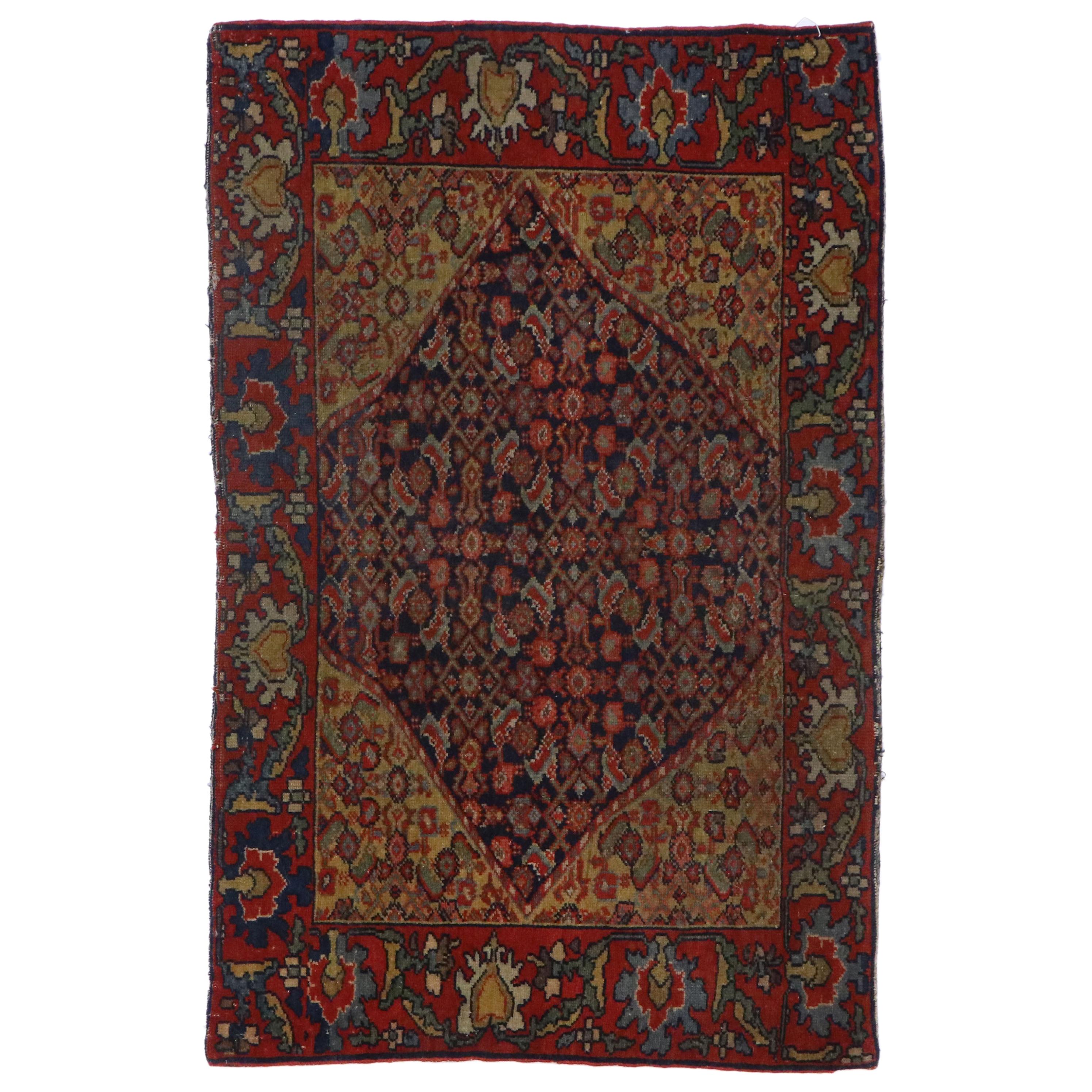 Antique Persian Malayer Rug with Arts & Crafts Bungalow Style For Sale