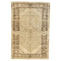 Antiker persischer Malayer-Teppich mit beige und braunen Blumendetails All-Over