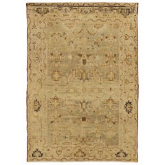 Antique Persian Malayer Rug with Beige and Brown Tribal Details on Ivory Field