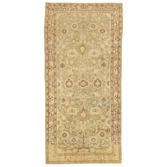 Vintage Persian Malayer Rug with Beige & Brown Botanical Details on Ivory Field