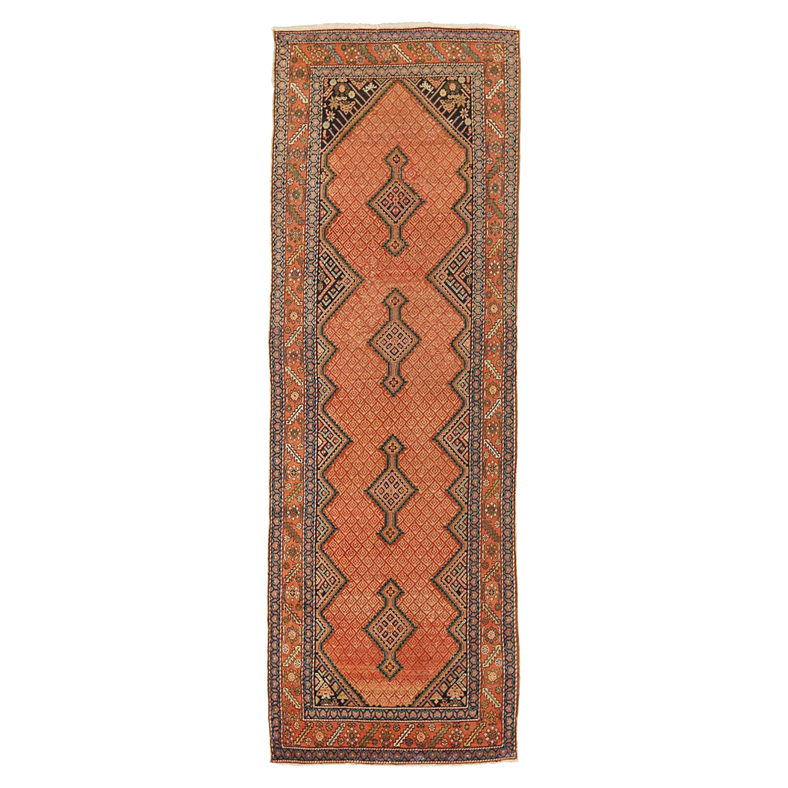 Antique Persian Malayer Rug with Black and Beige Floral and Geometric Details For Sale