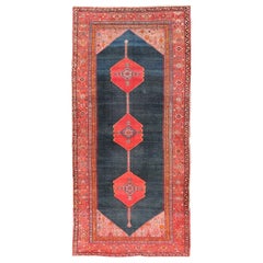 Tappeto antico persiano Malayer con audaci medaglioni e profondo indaco 7
5 x 15
0