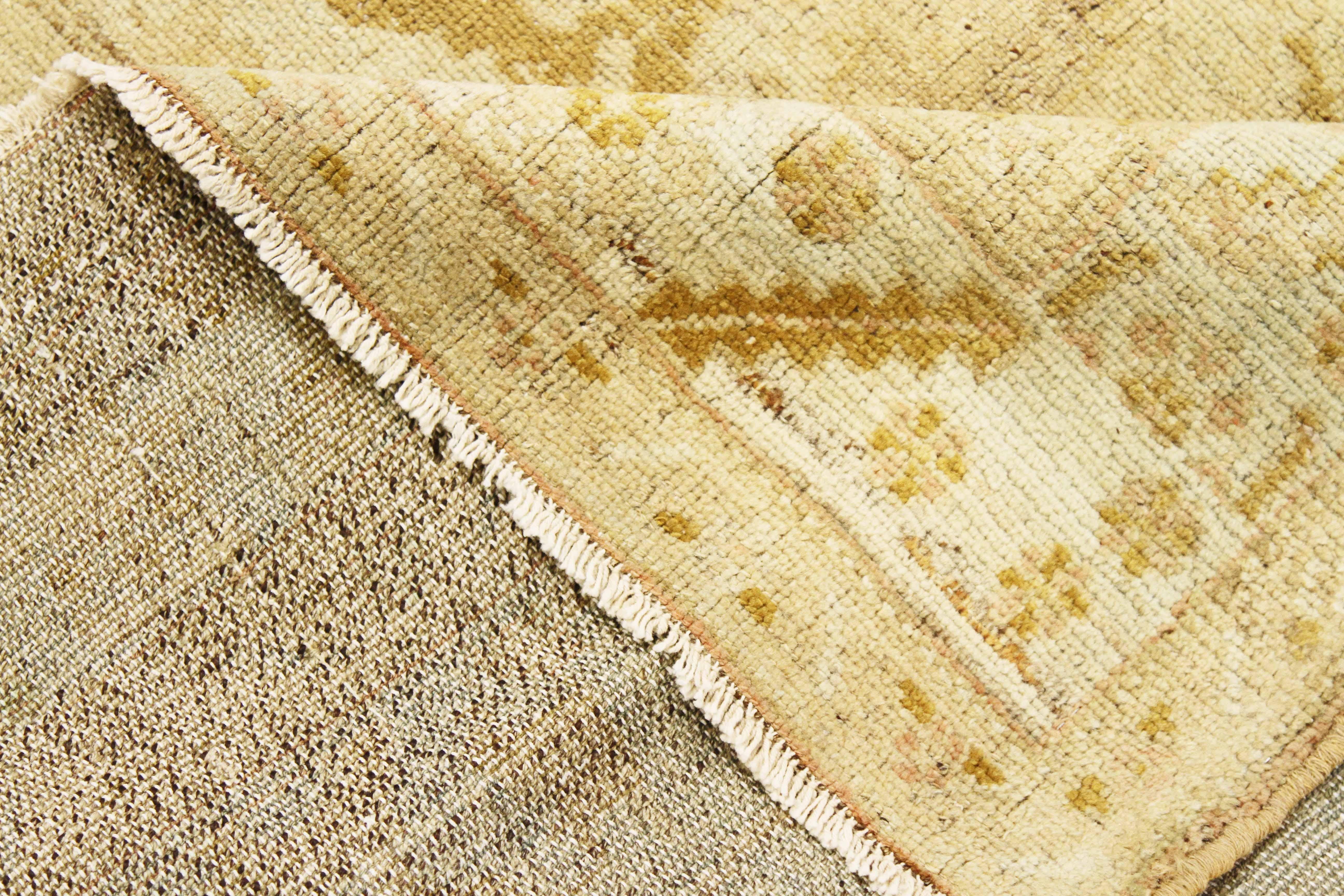 Hand-Woven Antique Persian Malayer Rug with Botanical Details in Brown on Ivory Field For Sale