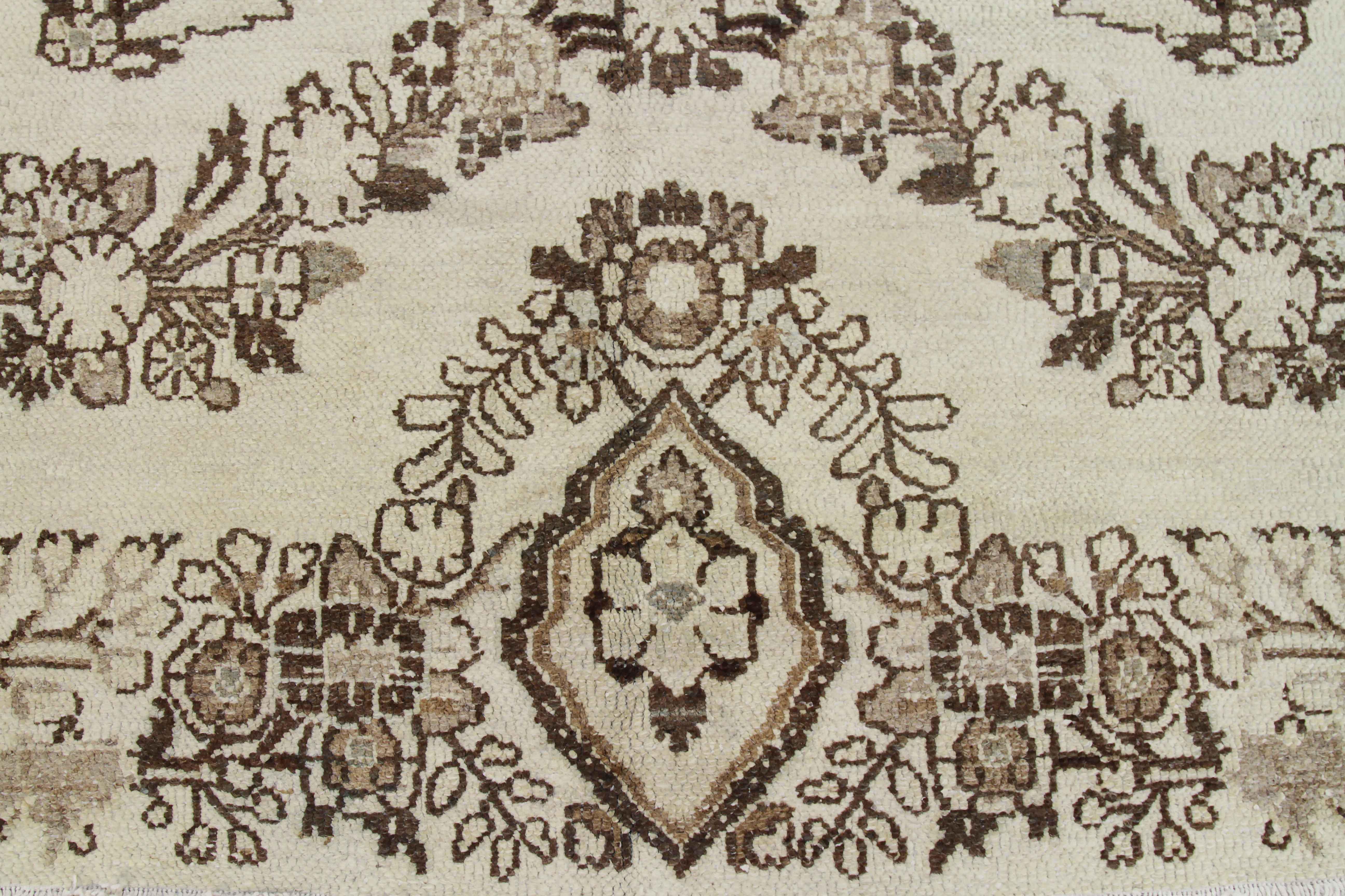 20th Century Antique Persian Malayer Rug with Botanical Details on an Ivory Field For Sale