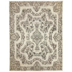 Vintage Persian Malayer Rug with Botanical Details on an Ivory Field