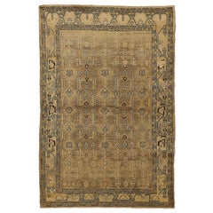 Vintage Persian Malayer Rug with ‘Boteh’ Details on Beige Field