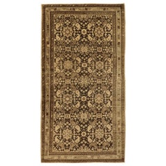 Antique Persian Malayer Rug with ‘Boteh’ Details on Brown/Ivory Field