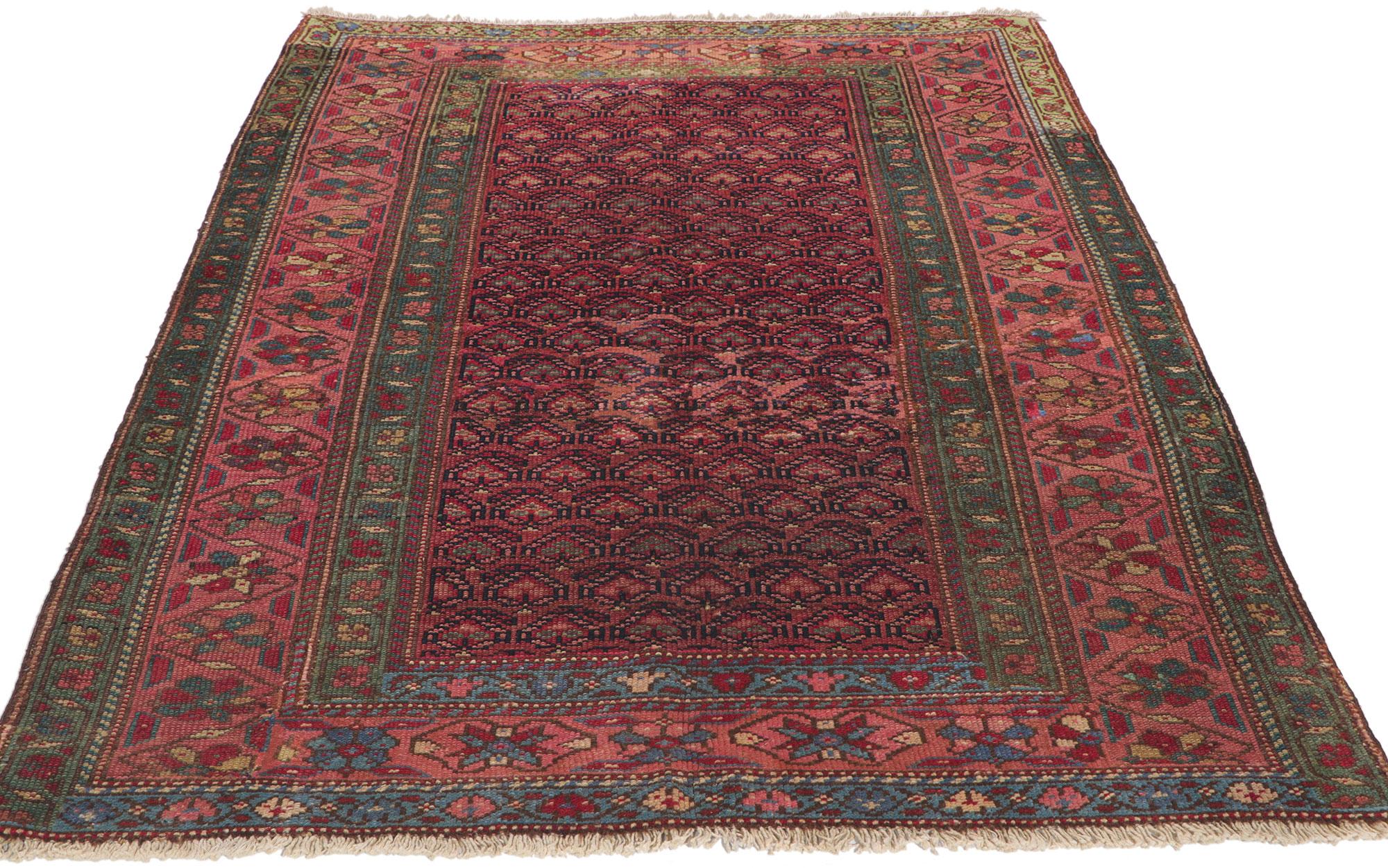 Hand-Knotted Antique Persian Malayer Rug with Boteh Pattern For Sale