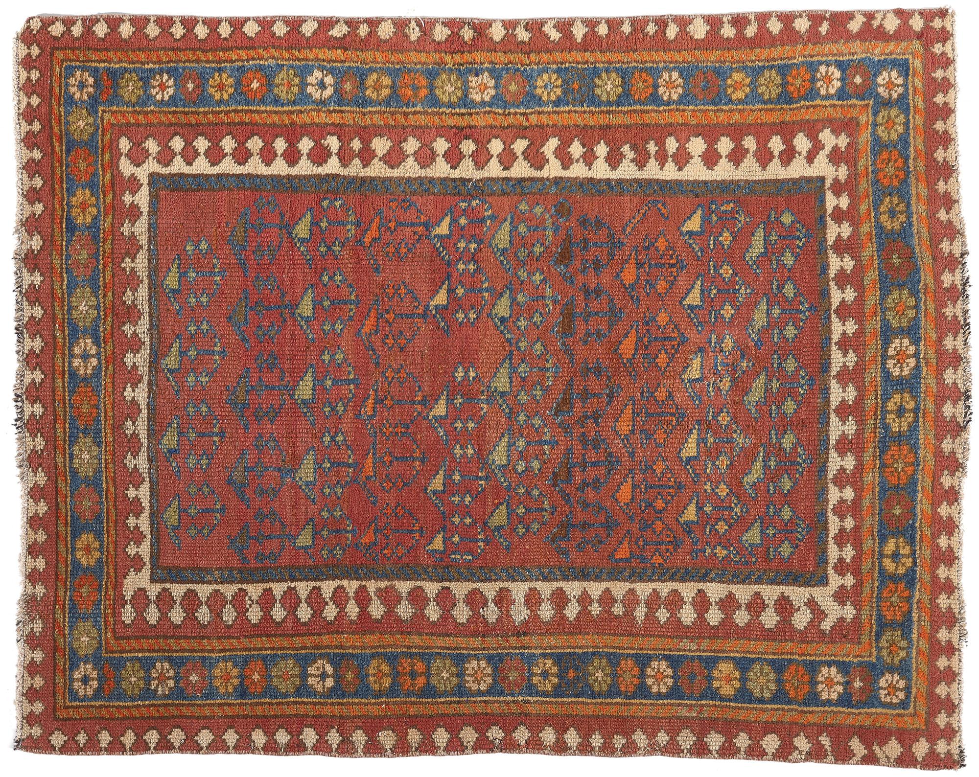 Hand-Knotted Antique Persian Malayer Rug with Boteh Pattern For Sale