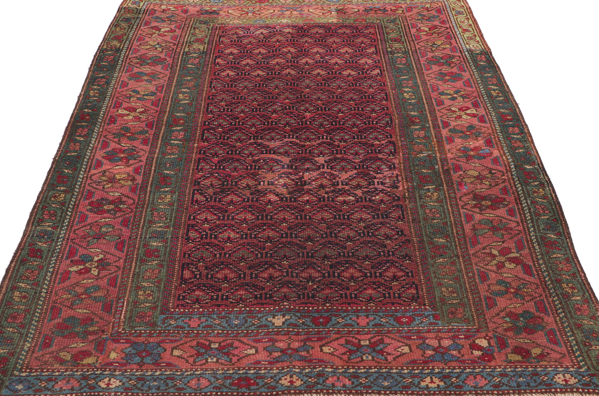 Wool Antique Persian Malayer Rug with Boteh Pattern For Sale