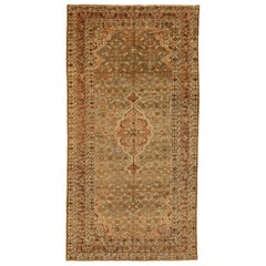 Tapis persan ancien Malayer avec détails floraux sur fond ivoire