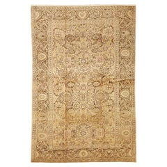 Vintage Persian Malayer Rug with Brown Floral and Geometric Details