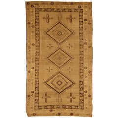 Used Persian Malayer Rug with Brown Geometric Details