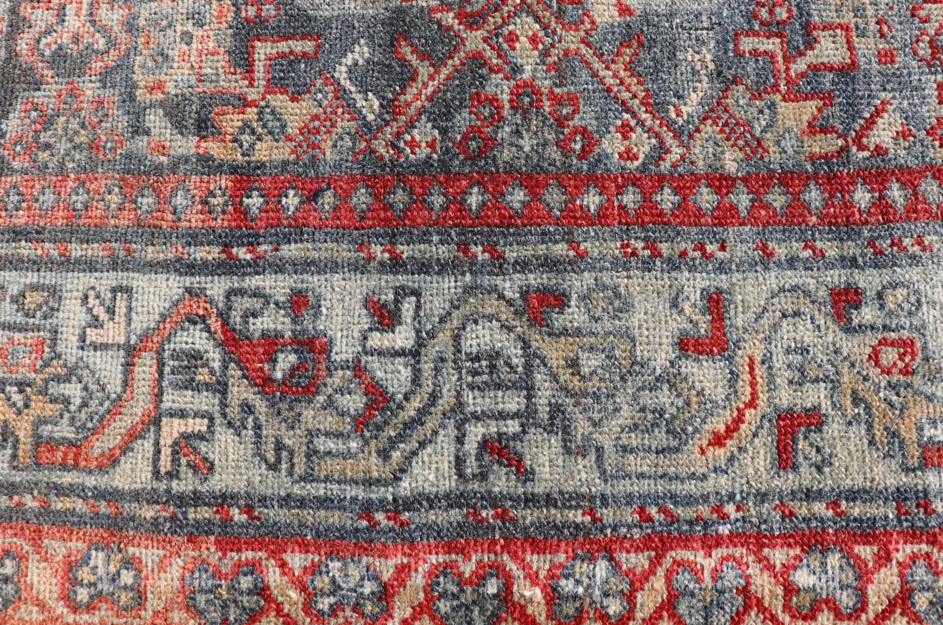 Antique Persian Malayer Rug with Colorful All-Over Geometric Design For Sale 4