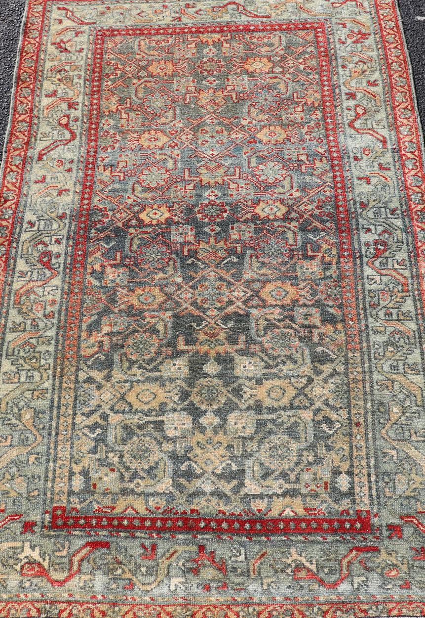Antique Persian Malayer Rug with Colorful All-Over Geometric Design For Sale 8
