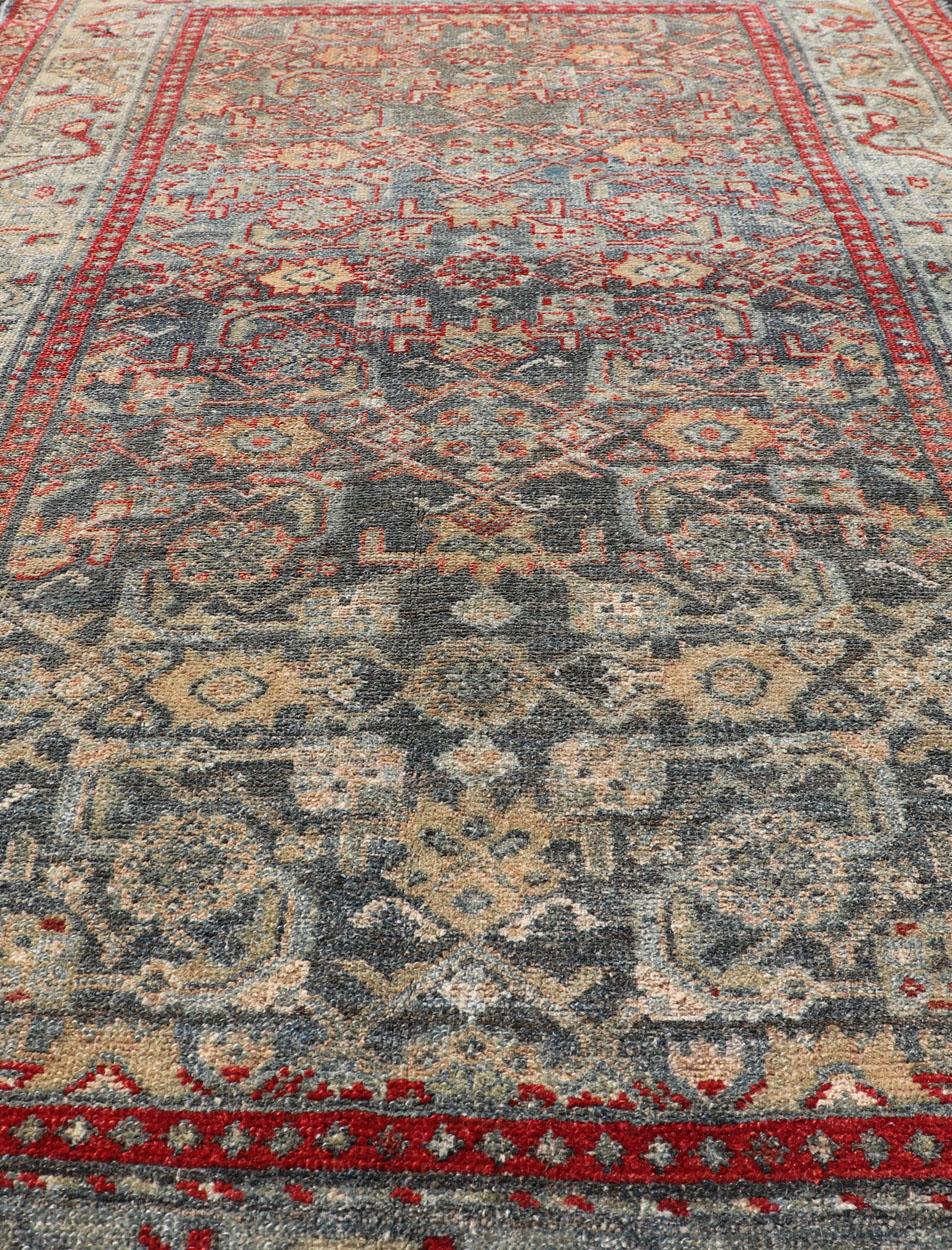20th Century Antique Persian Malayer Rug with Colorful All-Over Geometric Design For Sale