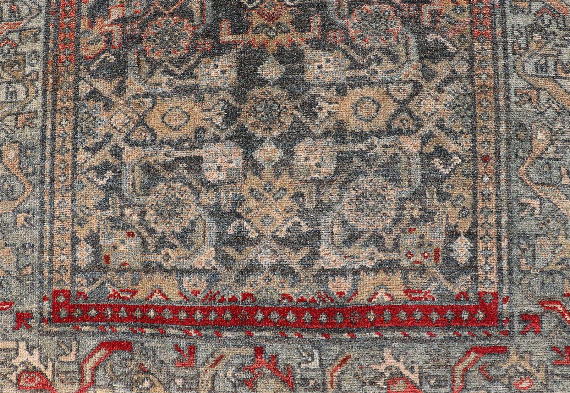 Antique Persian Malayer Rug with Colorful All-Over Geometric Design For Sale 1