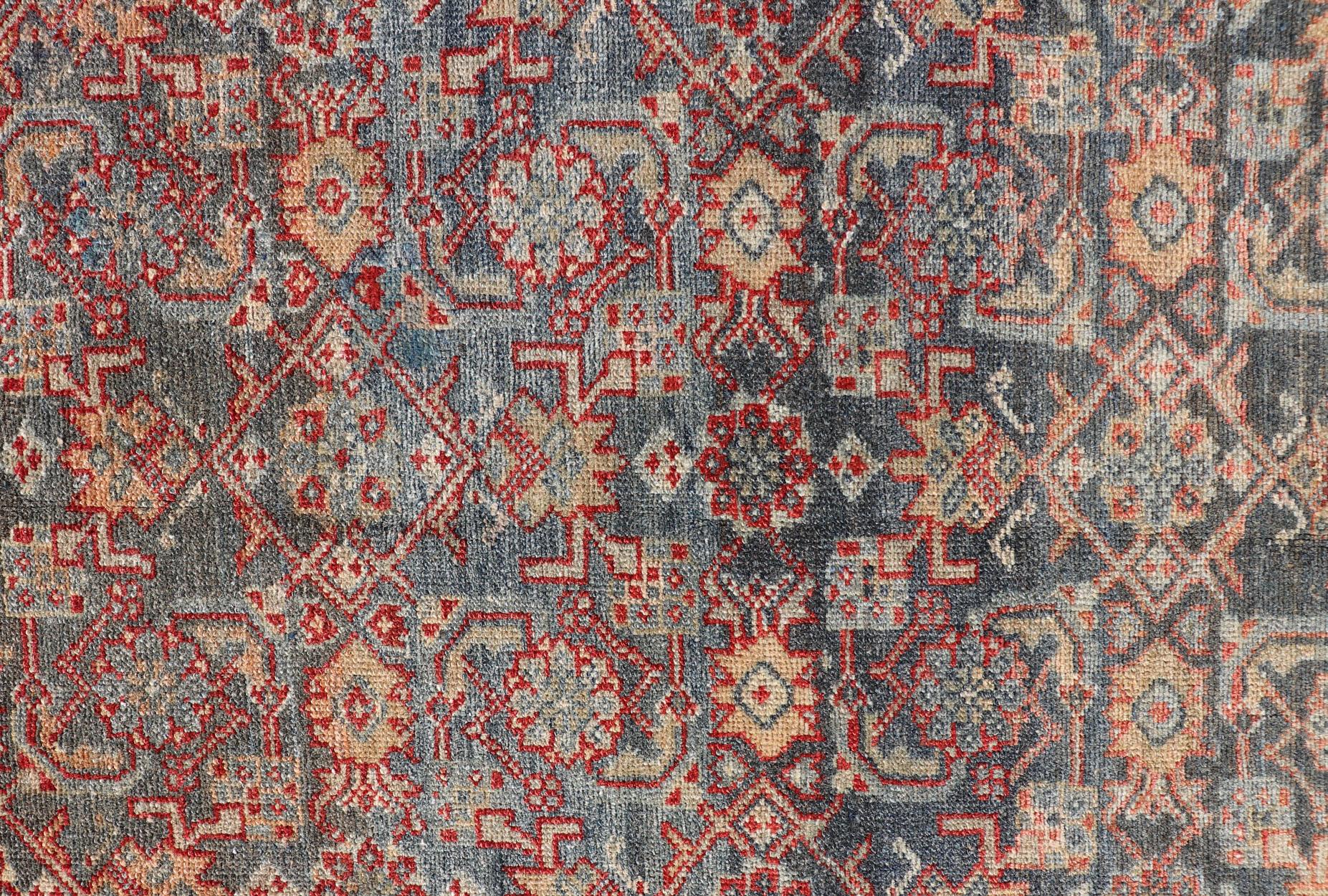 Antique Persian Malayer Rug with Colorful All-Over Geometric Design For Sale 3