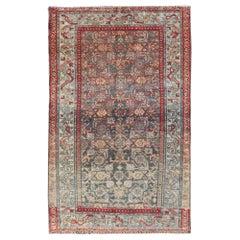 Tapis persan ancien Malayer à motifs géométriques colorés sur toute sa surface