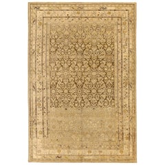 Vintage Persian Malayer Rug with Floral Patterns on Ivory Field