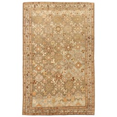 Antique Persian Malayer Runner Rug with Brown and Beige Flower Heads ...