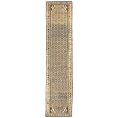 Antiker persischer Malayer-Teppich mit geometrischen Medaillons auf braunem/ elfenbeinfarbenem Feld