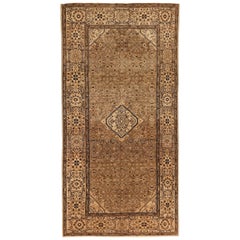 Antique Persian Malayer Rug with Gray and Brown Botanical Details