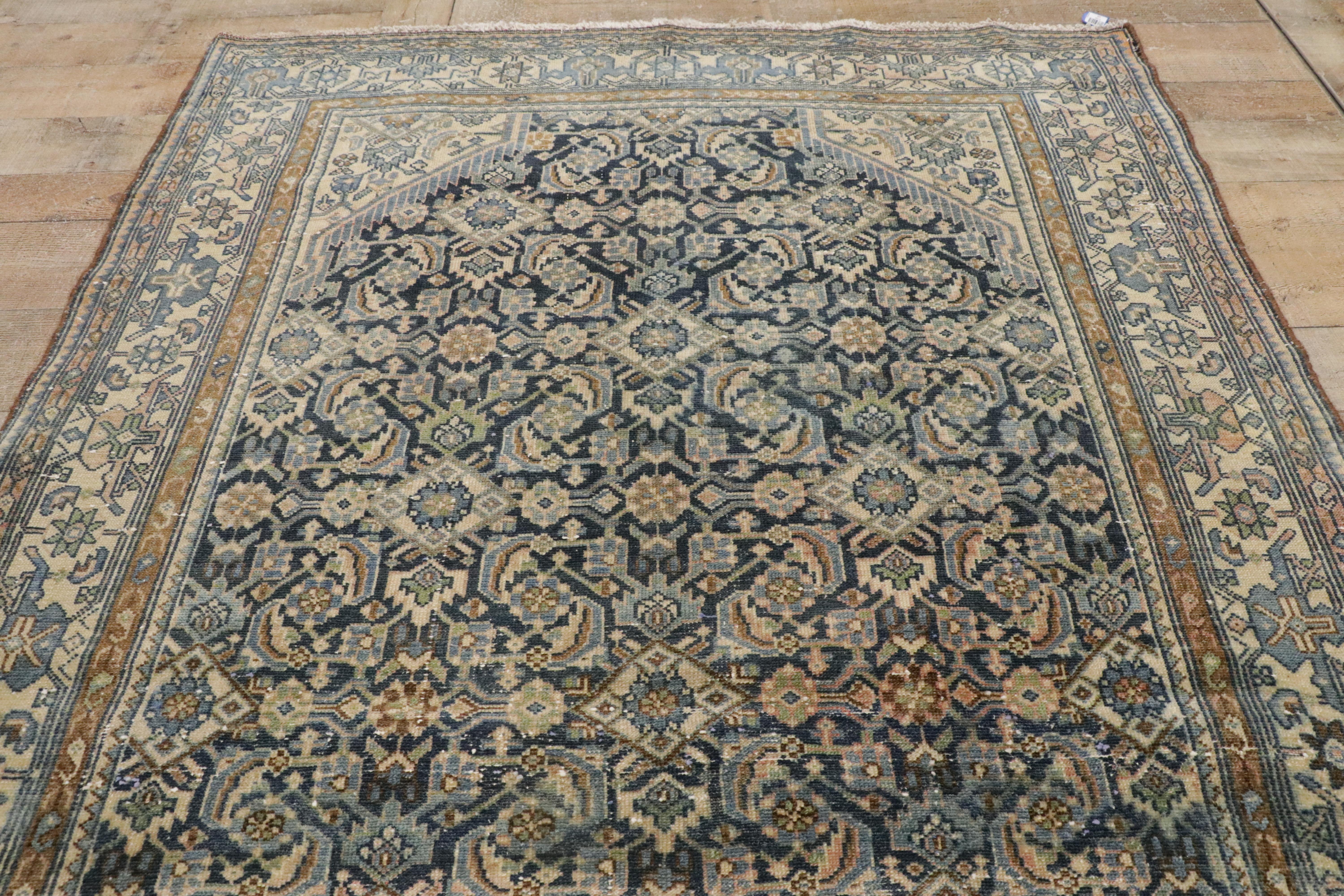 Tappeto antico persiano Malayer con disegno Herati, afflitto. in vendita 7