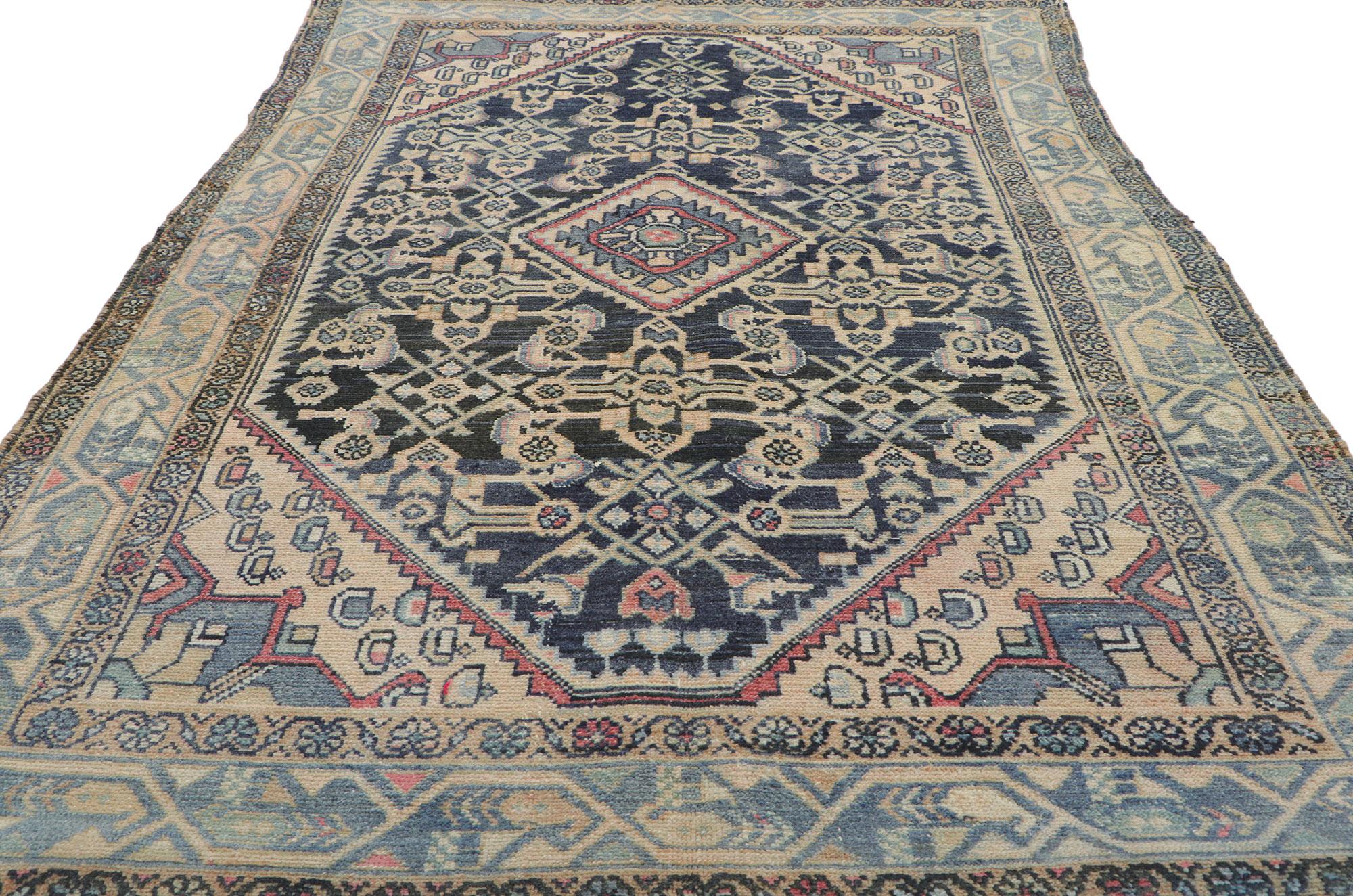 Antique Persian Malayer Rug with Herati Design In Good Condition For Sale In Dallas, TX