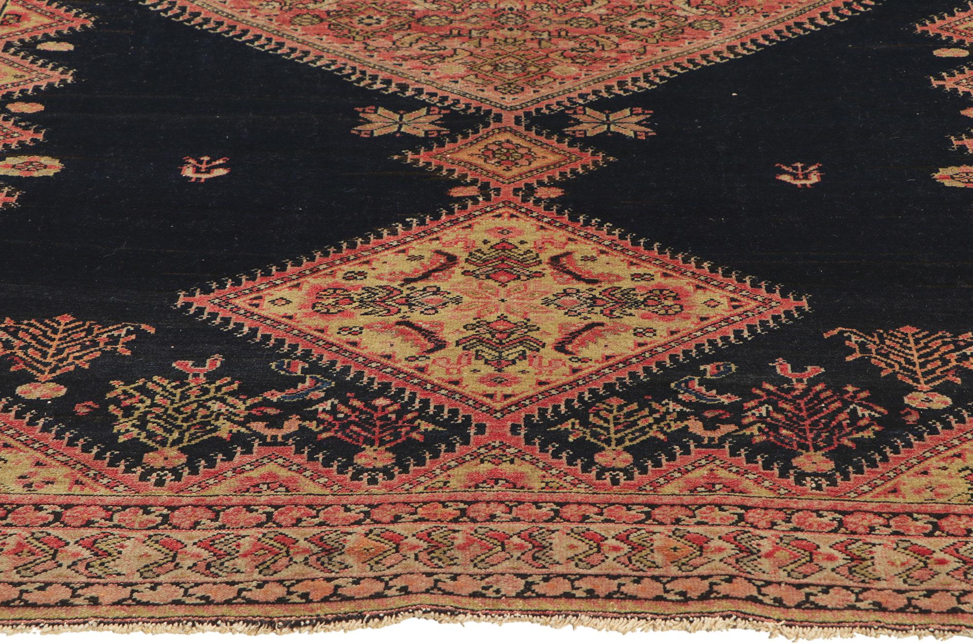 19th Century Antique Persian Malayer Rug with Herati Pole Medallion For Sale