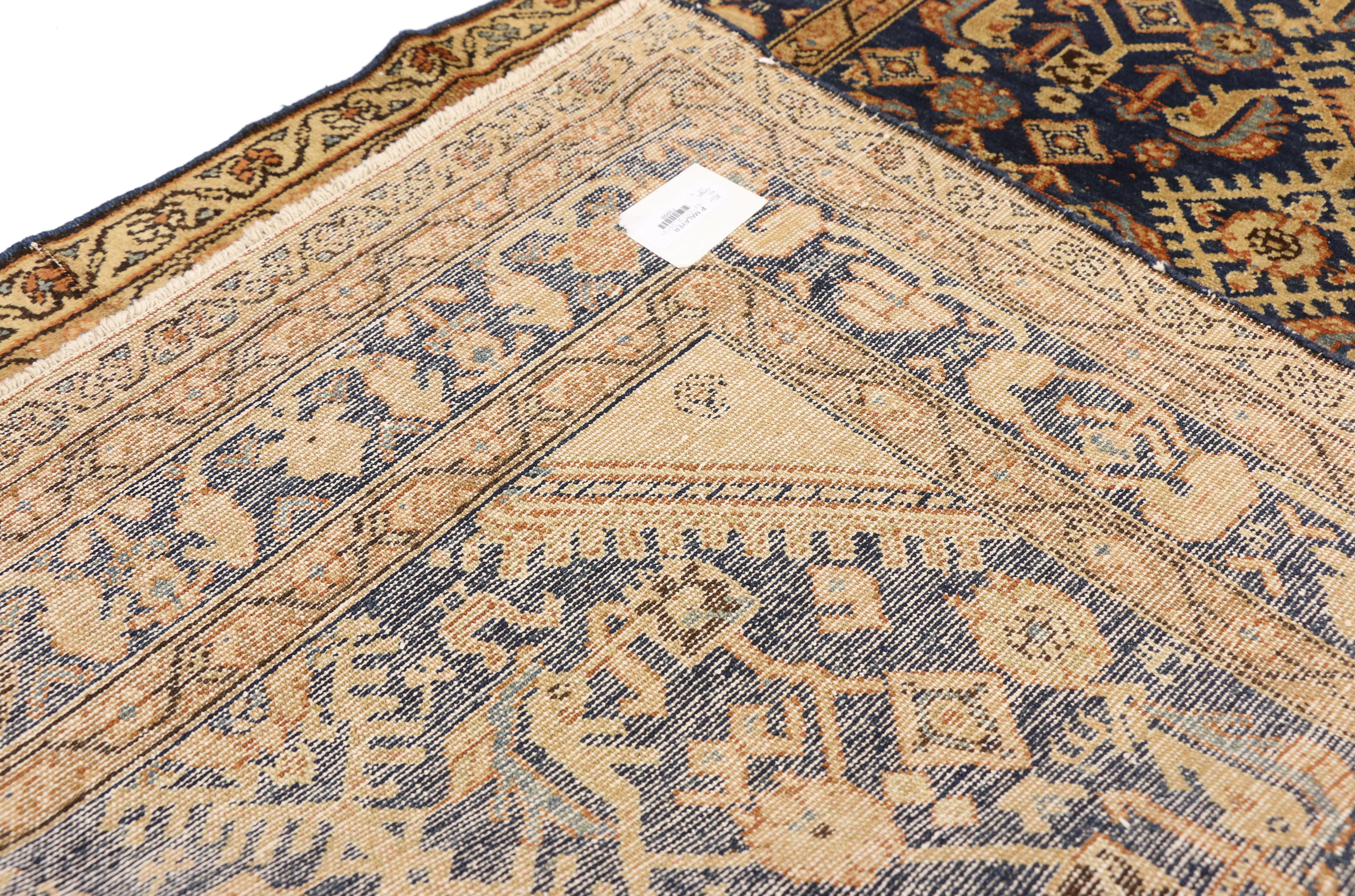 Antique Persian Malayer Rug with Hollywood Regency Style In Good Condition For Sale In Dallas, TX