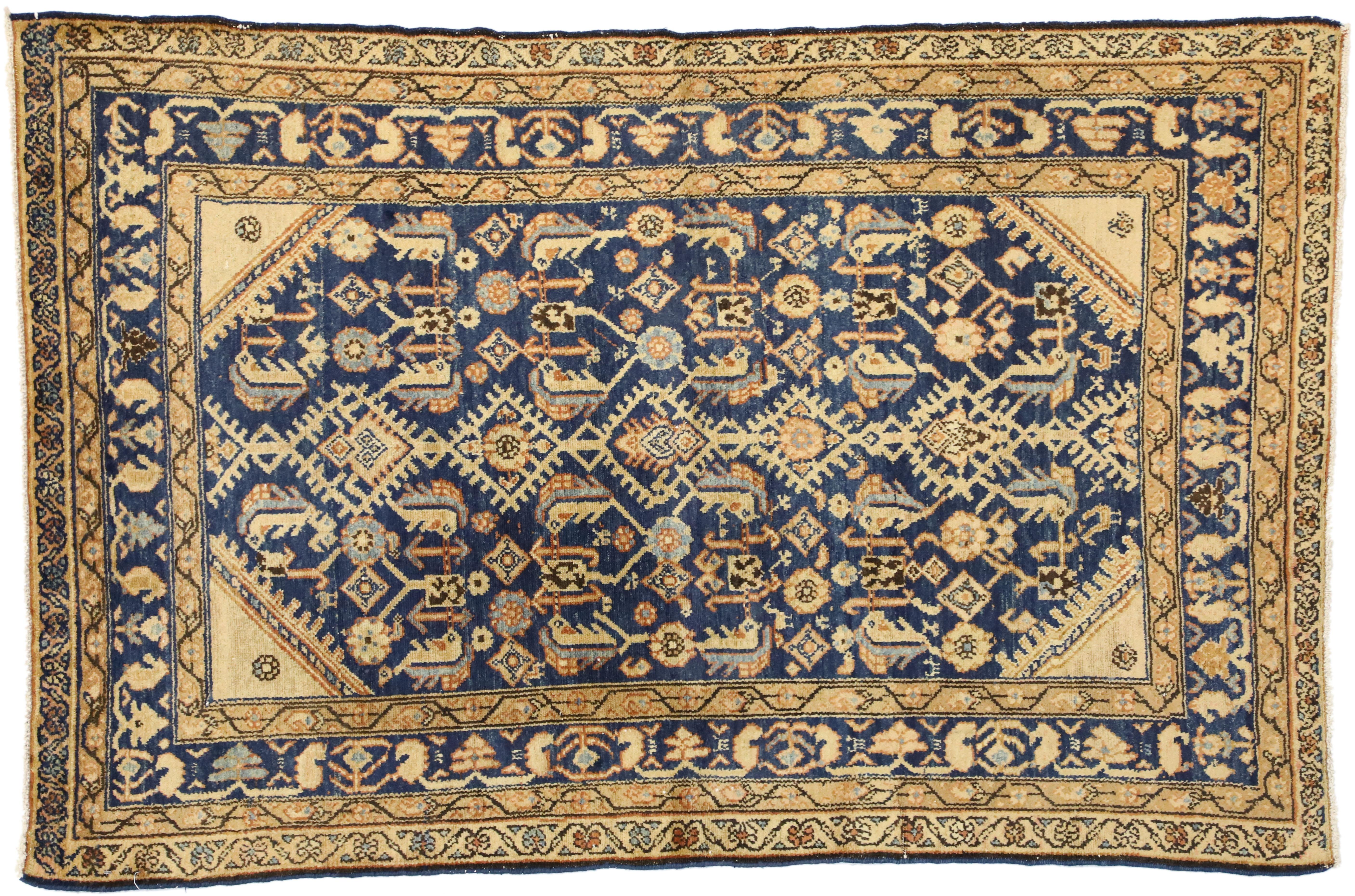 Antique Persian Malayer Rug with Hollywood Regency Style For Sale 1