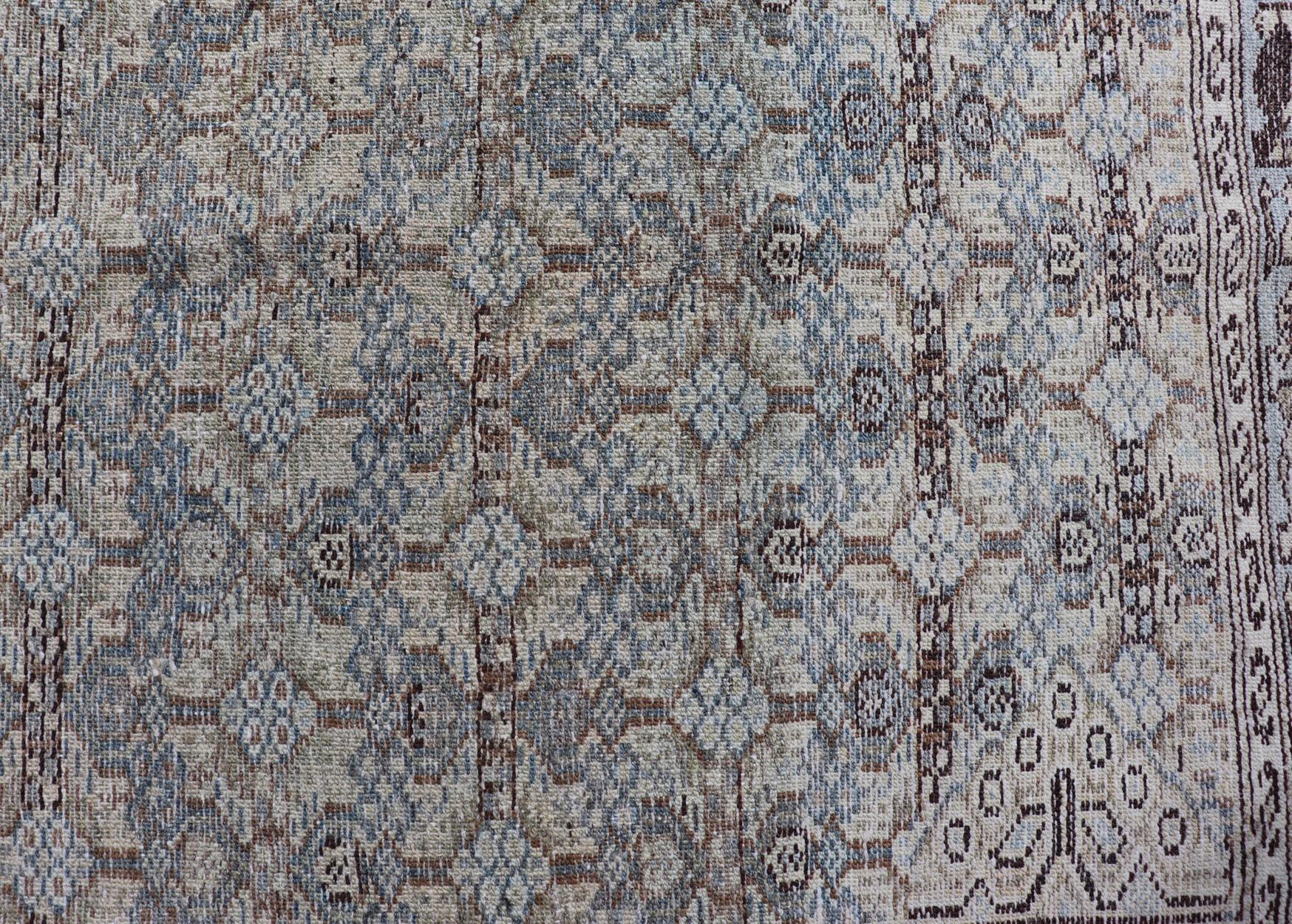 Antiker persischer Malayer-Teppich aus Persien mit kompliziertem, geometrischem All-Over-Design 3'3