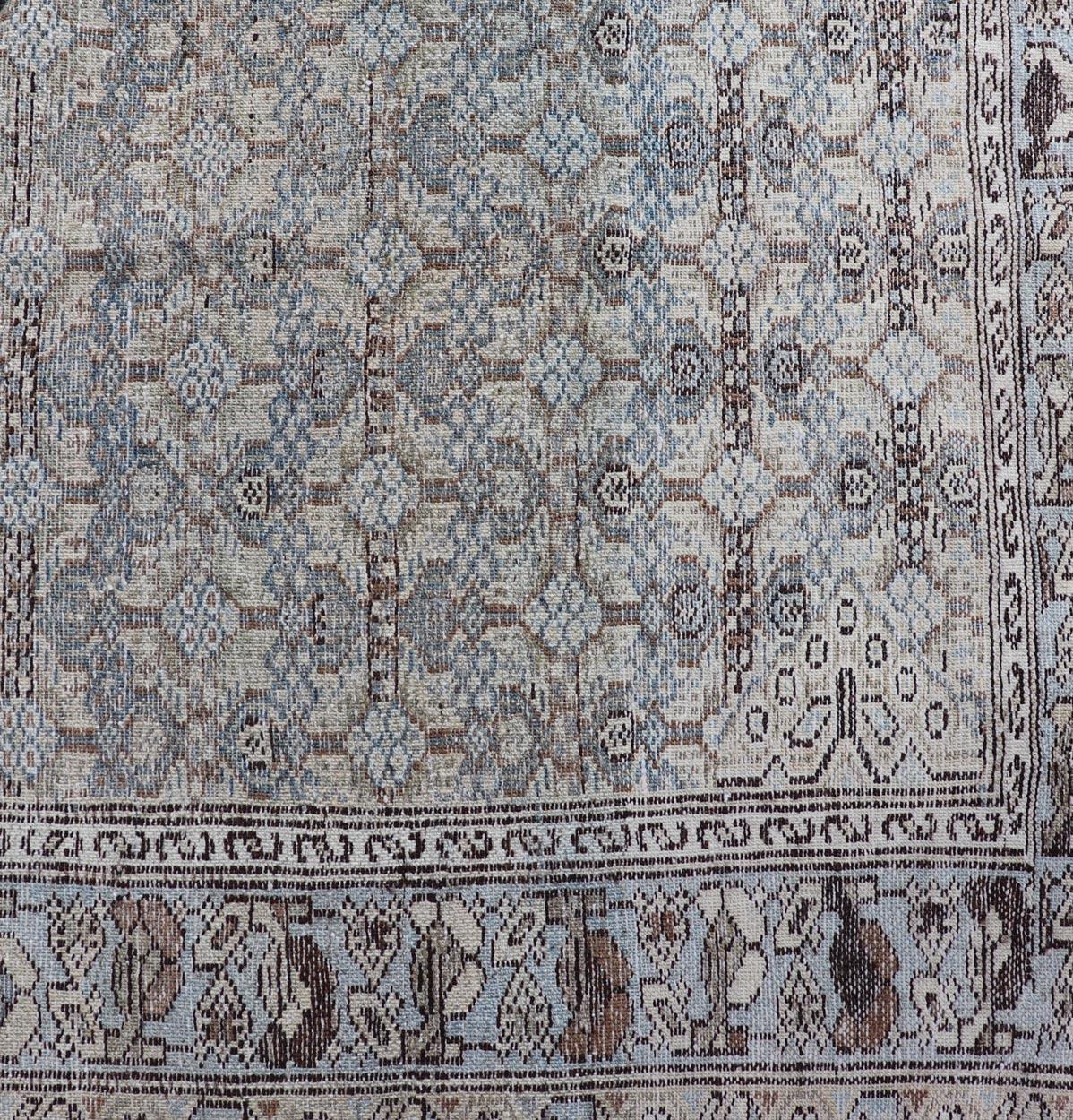 Antiker persischer Malayer-Teppich aus Persien mit kompliziertem, geometrischem All-Over-Design 3'3