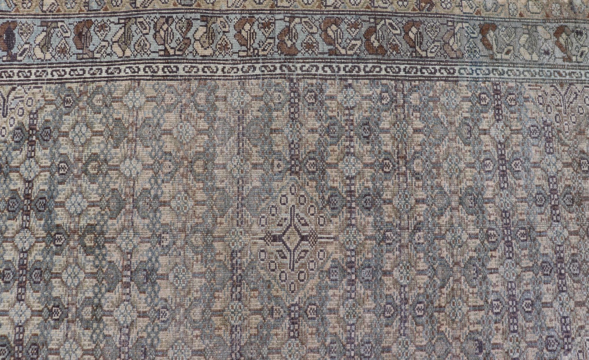Antiker persischer Malayer-Teppich aus Persien mit kompliziertem, geometrischem All-Over-Design 3'3