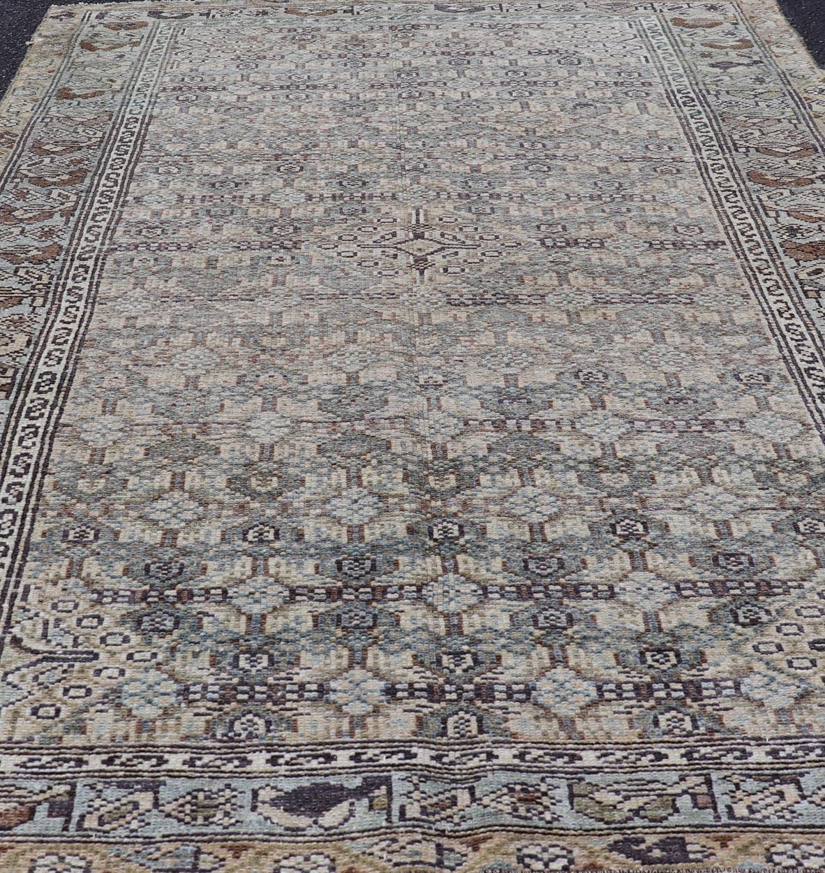 Antiker persischer Malayer-Teppich aus Persien mit kompliziertem, geometrischem All-Over-Design 3'3